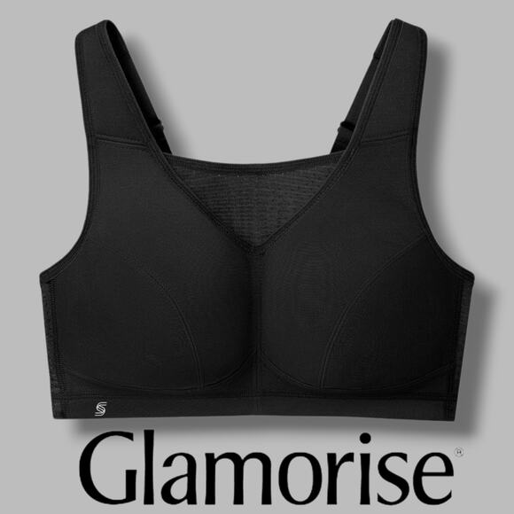 Glamorise Sport Women’s No-Bounce Camisole Elite High Support Sports Bra Black - Picture 8 of 8